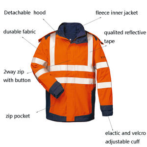 Veste de travail réfléchissante en Polyester haute visibilité poche hiver chaud thermique avertissement de sécurité routière uniforme imperméable vêtements de travail routier - Product Image 4