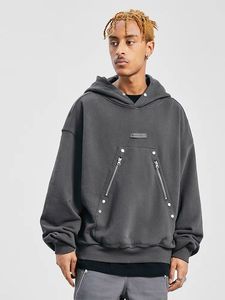 Streetwear Mens Oversized Hoodies Vintage Acid Wash Pullover Casual Sudadera con capucha - Product Image 2