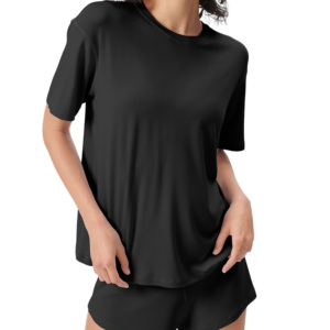 T-shirts d'entraînement d'été pour femmes XXL personnalisés, très demandés, vêtements de sport écologiques et durables, coupe ajustée, col rond, en spandex - Product Image 3