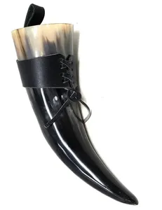 Approvisionnement d'usine en gros manteau sans danger pour les aliments véritable corne de buffle naturelle tasse Viking corne à boire pour animaux de l'Inde exportation - Product Image 1