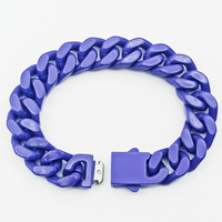 Bracelet cubain coloré en acier inoxydable avec émail, prêt à être expédié pour les vendeurs en ligne sur Shopify (vente en gros)