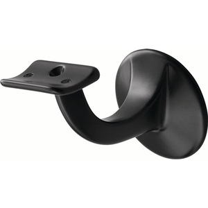 Aluminum Handrail <b>Bracket</b> Plastic-Coated <b>Black</b> 56mm Wall Plate Curved Support HERMETA-Assistive Devices - Product Image 1