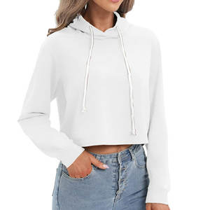 Venta al por mayor personalizado Crop Top sudadera pulóver mujeres sudaderas con capucha Casual moda recortada Sudadera con capucha para las mujeres - Product Image 5