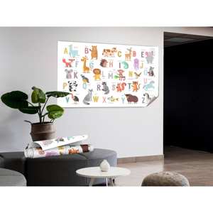 Lienzo con alfabeto para niños: arte impreso de animales de la selva, decoración educativa, lienzo enrollado de 1 pie - Product Image 1