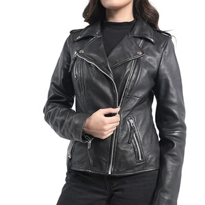 Chaqueta de Cuero para Mujer de Primera Calidad, Longitud Regular, Piel de Oveja, Acolchada, Tejida, Transpirable, Ecológica y Ligera - Product Image 1