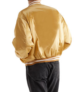 Veste universitaire en satin d'hiver décontractée avec décoration boutonnée sur le devant Hommes et unisexe Veste de baseball universitaire personnalisable - Product Image 2