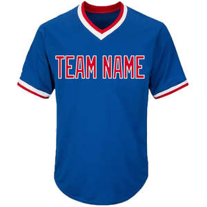 Polyester personnalisé sublimé broderie logo pull col V hommes Baseball t-shirts Jersey vêtements de sport de baseball softball porter - Product Image 1