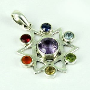 Paradise Bloom Shri Ashapura Jewels, Colgantes de Compromiso Cristianos de Plata de Ley 925 con Múltiples Piedras, Joyería de Plata 925 - Product Image 1