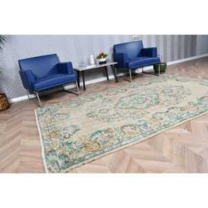 Alfombra Turca de 5.3x8.6 pies, Alfombra Vintage de Lana con Diseño de Camuflaje Azul - Product Image 3