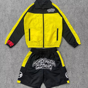 Men's High Quality Vintage Streetwear Windbreaker Set Custom Logo New Design Summer Short Tracksuits Waterproof Shorts Sets - Product Image 1