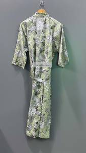 Bata de algodón ligera con estampado de pájaros y estampado a mano, estilo kimono - Product Image 2