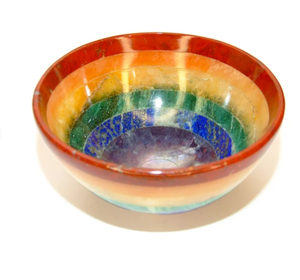Bol en cristal à 7 chakras Pierre précieuse pour l'équilibrage des chakras et l'énergie vibrante-Bol à rayures multicolores - Product Image 3