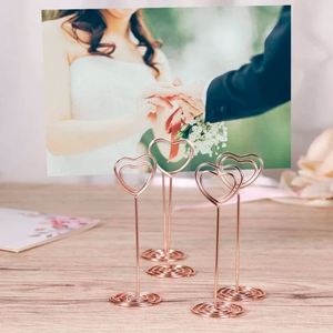 Soporte único para tarjetas de metal en oro rosa, diseño elegante, perfecto para decoración de vajilla en bodas y oficinas - Product Image 5