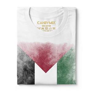 Camiseta pesada GSM de alta calidad para hombre, Camiseta 100% de algodón transpirable con estampado de bandera palestina, diseño de bandera desvanecida - Product Image 6