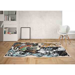 Printed <b>Rug</b> Featuring Dragon Vs Tiger Design for Dining Room,<b>Chenille</b> <b>Rug</b> - Product Image 4