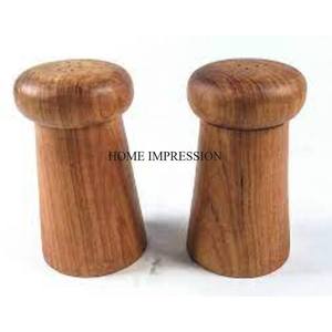 Forme cylindrique en métal robuste fini antique en cuivre avec moulin à sel et à poivre à couvercle supérieur fini couleur argent d'Inde - Product Image 4