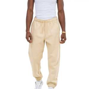 2025 pantalones de chándal holgados Acampanados para hombre, pantalones de chándal acampanados apilados de algodón pesado en blanco para hombre - Product Image 1