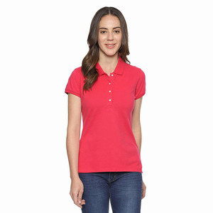 Hot Sale Polo Shirts For Lady Half Sleeves <b>Red</b> Color Turn Down Collar Sports Active Wear Polo Shirts For Women's - Product Image 1