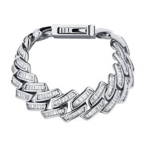 <b>Bracelet</b> 16mmT square spring buckle diamond <b>Cuban</b> chain for <b>men</b> Hip Hop <b>Cuban</b> <b>link</b> chain - Product Image 3
