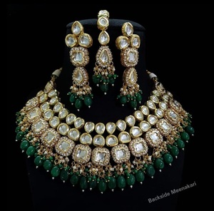 High Quality Kundan <b>Jewellery</b> <b>Set</b> Weddings Parties Necklace Earrings Backside Meenakari Jewelry Bridal Wear Gifts - Product Image 4