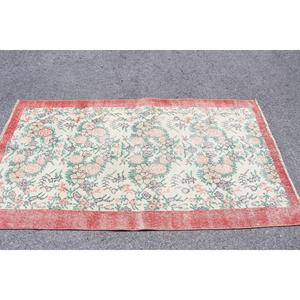 Alfombra Turca de 3.6x6.5 pies, Alfombra Vintage Decorativa, Alfombra Marroquí Roja - Product Image 3
