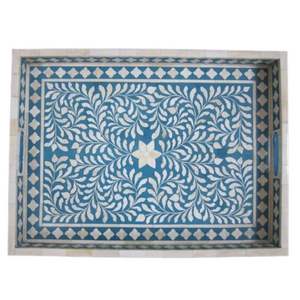 NATURAL CRAFT MEILLEUR DESGIN BONE INLAY TRAY AVEC Motifs floraux Couleurs Bone Inlay Plateau de service - Product Image 4