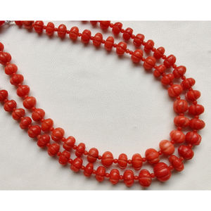 Sculpté Melon Forme Naturel Italien Rouge Corail Gemme Sculpture Perles Melon Forme 6 À 7 MM Perles 8 Pouces Strand Coral Beads - Product Image 4