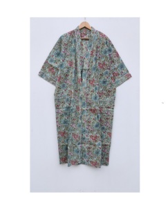 Chiều Dài Sàn Thân Thiện Với Môi Có Thể Giặt Hoa In Của Phụ Nữ Áo Choàng Kimono Bông Quần Áo Ngủ Đồ Mặc Quần Áo đi biển Món Quà Giáng Sinh - Product Image 1