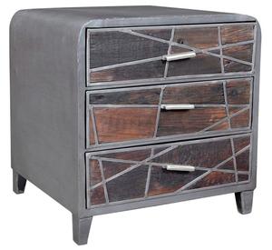 Table de nuit Zig Zag Table de chevet élégante Table d'appoint de chambre à coucher fabriquée en bois de teck massif terminée dans une finition vintage - Product Image 1