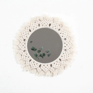 Wholesale Price Macrame Wall <b>Mirror</b> Natural Finishing Christmas Decoration Wall Mounted <b>Mirror</b> Attractive Looks for Home Decor - Product Image 6