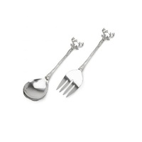 Ensemble de couverts de service à salade personnalisés avec pour la maison Ensemble de couverts de service de dîner en acier inoxydable avec antiquité noire pour la maison