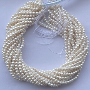 5mm 6mm naturel blanc perle d'eau douce pierre ronde pomme de terre forme perles brin en gros IGI fournisseur certifié - Product Image 4