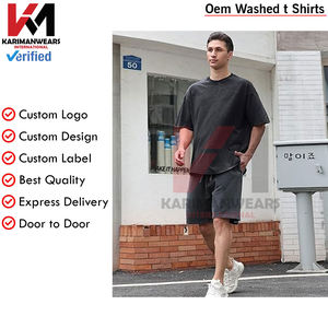 Camisetas de algodón para hombre, Camisetas básicas sólidas de gran tamaño, de manga corta, informales, holgadas, con logotipo OEM, proveedor a granel - Product Image 3