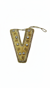 เครื่องประดับตกแต่งต้นคริสต์มาสแบบแขวน ทำจากผ้าปักดิ้นทอง รูปทรงตัวอักษรหลากสี ใช้สำหรับตกแต่งแขวนในเทศกาลคริสต์มาส - Product Image 5