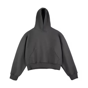 Pull à capuche personnalisé avec logo brodé en appliqué, contraste de couleurs, fermeture éclair, sans cordon, haute qualité, 100% coton, coupe ample - Product Image 1