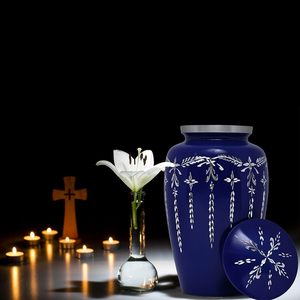 พวงโกศเผาเพชรสีฟ้าสำหรับงานศพของเด็กผู้ใหญ่ขายส่งสีตามสั่ง - Product Image 4