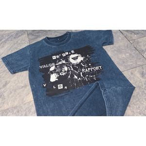 T-shirts personnalisables à logo imprimé par transfert thermique en polyester/coton, délavage acide, manches courtes, couleur unie, faible MOQ, vente en gros, OEM - Product Image 3