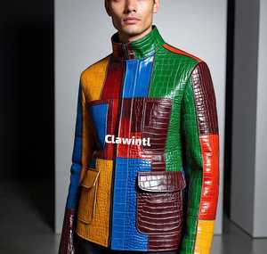 เสื้อแจ็กเก็ตหนังจระเข้ที่แปลกใหม่งานตามสั่งเสื้อผ้าเครื่องหนังสำหรับมืออาชีพ - Product Image 3