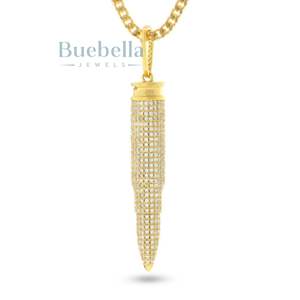 Colgante y collar de moissanita de bala completamente helado construido para movimientos audaces tiros limpios Swagger táctico y calibre de estilo para hombres y mujeres - Product Image 1