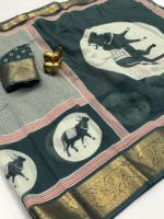 Sari en coton doux Benny avec un magnifique motif Kalamkari sur toute la surface, artisanat traditionnel indien, léger et drapé