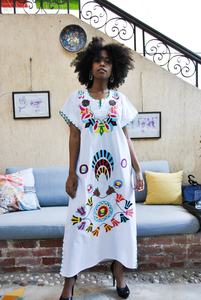 ชุดเดรสผ้าฝ้ายแขนยาวผ้าลินินสำหรับผู้หญิงชุดเดรสดีไซน์เนอร์ชายหาดสไตล์โบฮีเมียนปักลายดอกไม้สีขาวชุดฤดูร้อน2024 - Product Image 6