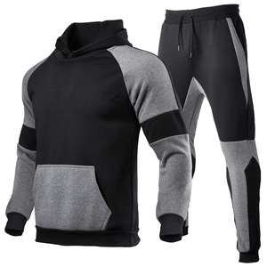 Sudadera con capucha con cremallera atlética deportiva de lana de gran tamaño para hombre y pantalones de jogging chándal de dos piezas estampado para deportes de invierno - Product Image 5
