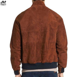 <b>Suede</b> Leather Winter Men's <b>Jacket</b> Canvas Fabric Breathable Windproof Customizable Front Logo Casual High Quality - Product Image 3