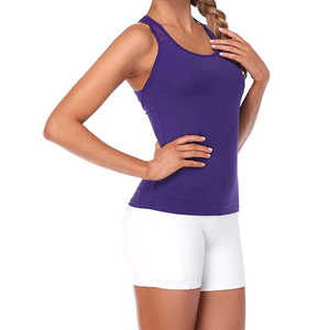 OEM Muscle Yoga Fitness Tank <b>Tops</b> Women Workout Lightweight <b>Strappy</b> Criss-cross Women Tank <b>Top</b> With Customized Logo Printing - Product Image 5