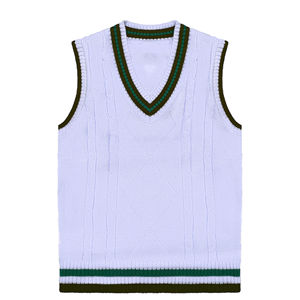 Gilet en tricot personnalisé pour l'automne, 100% coton, col en V, pour garçons et filles, uniforme scolaire primaire et secondaire, haute qualité, personnalisé - Product Image 1