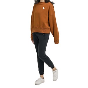 Venta al por mayor de mujeres de gran tamaño poliéster/algodón de peso pesado polar 300g sudadera forrada logotipo bordado frente gota hombro invierno - Product Image 1