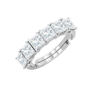 CLARA Pure 925 Sterling <b>Silver</b> Square Eternity Finger <b>Ring</b> <b>Adjustable</b> Band with Princess Cut Diamond Turquoise Natural Stone - Product Image 1