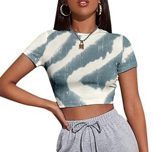 Camisetas cortas de media manga con logotipo personalizado para mujer, camisetas sexis con estampado de LICRA ecológico, venta al por mayor - Product Image 4