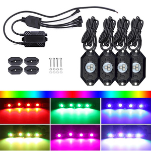 Lumière <span class=keywords><strong>LED</strong></span> Rock Underbody Rock 4 6 8 12Pods 12V 4X4 SUV Pickup Truck ATV UTV App Télécommande Châssis Lumières - Product Image 3