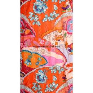 Veste Kantha 100% coton pur faite à la main pour femmes, mode vintage de festival, kimono court matelassé, vêtements de nuit pour l'été - Product Image 4